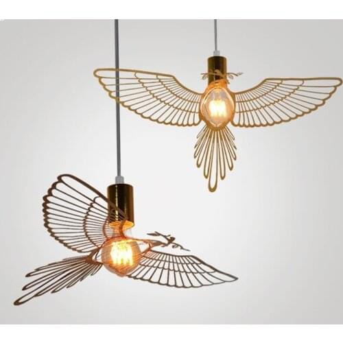 Simple modern personality stainless steel golden bird restaurant bar bedroom iron bird chandelier