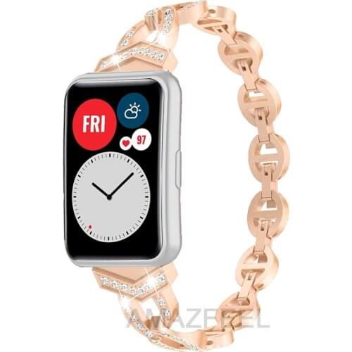 Women Watch Band For Huawei Watch FIT with diamond Strap Accessories stainless steel metal band bracelet Huawei Watch fit Strap
