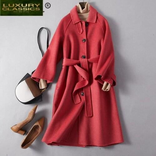 Coat Wool Elegant 100% Woman Autumn Clothes 2021 Korean Vintage Winter Coat Women Casaco Feminino Long Jacket Hiver 21008