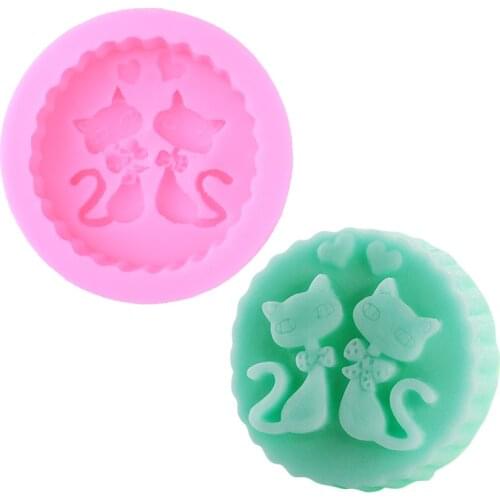 Silicone Mold Cat Cat Love Shape Craft Art Silicone Soap Mold Craft Molds DIY Handmade Soap Molds - Soap Making Supplies