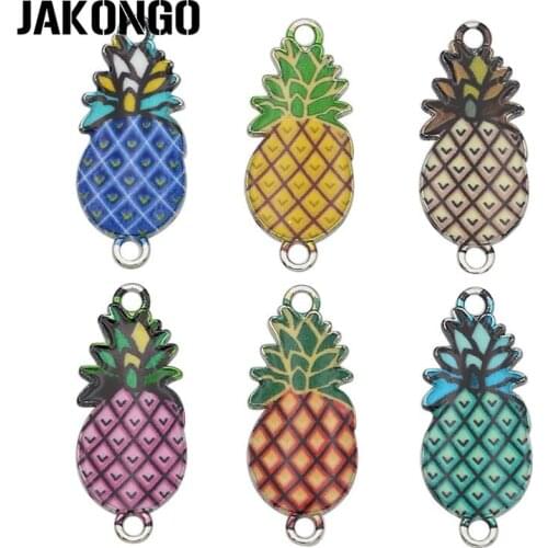 JAKONGO Silver Color Crystal Pineapple Connector for Jewelry Making Bracelet Accessories DIY Craft 26x11mm