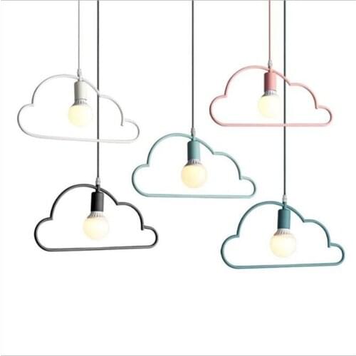 Modern Romantic Lovely Cloud Iron Led E27 Pendant Light for Bedroom Kids Room Balcony Aisle Creative Suspension 2382