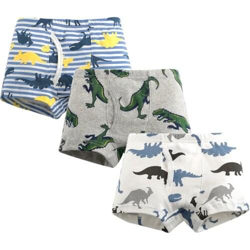 3 Pcs/Pack Kids Boys Underwear Childrens Shorts Cartoon Panties for Baby Boy Toddler Boxers Stripes Teenagers Cotton Underpants