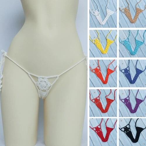 2020Crochet Thong G-String Womens Mini Bikini Bottom Beach Micro Swimwear Thong Sunbathing Bikini Shorts