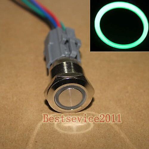 YOCOMYLY NEW Momentary 19mm 12v Green Ring LED Push Button Switch with wired connector