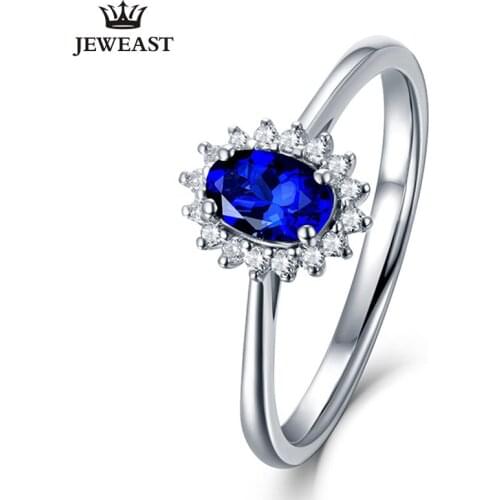MAQ Natural sapphire 18K Pure Gold 2020 New Hot Selling Top Ring Women Heart Shape Ring For Ladies Woman Genuine Jewelry