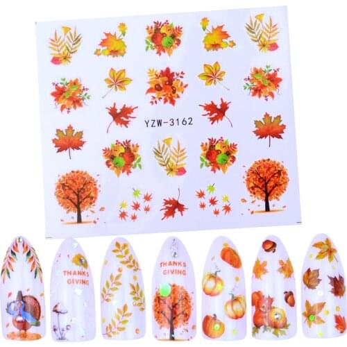 1 Sheet Nail Art Water Decal Autumn Theme Nail Sliders Decor Tips Maple Leaf Pattern Sticker For Nail Art Accessories Tattoos