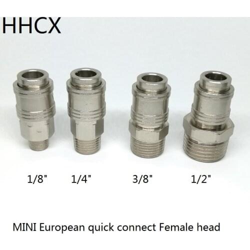 1PCS Pure Copper external screw thread Pneumatic quick Connection female Head MINI European Pneumatic Joint 1/8 1/4 3/8 1/2