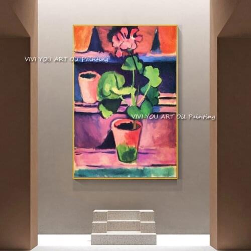 100% Handmade Abstract Flower oil painting Plant Large Size Canvas Pink Green Modern for Living Room Gift Home Decoration