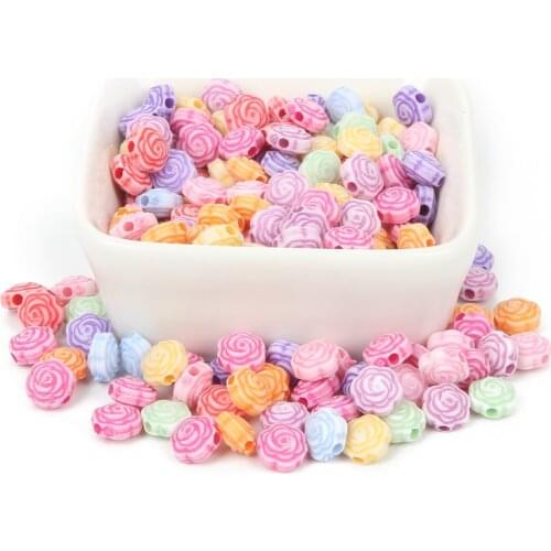 200Pcs Mixed Flowers Acrylic Beads 8x4mm For Jewellery Marking Loose Spacer Beads Bracelet Necklace Charm Jewelry Finding
