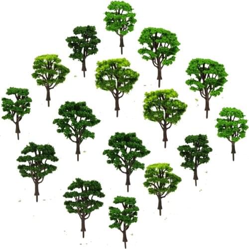 16pcs Model Trains HO scale 1:87 Mixed Green Model Trees Railroad Scenery Courtyard Layout S0601