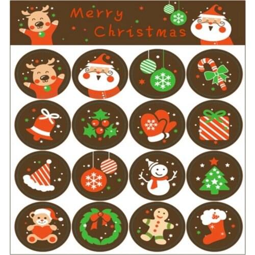 160pcs/lot Merry Christmas Santa Claus Deer Decorative Round DIY Self-adhesive Sealing Stickers Gift Stationery Sticker Label