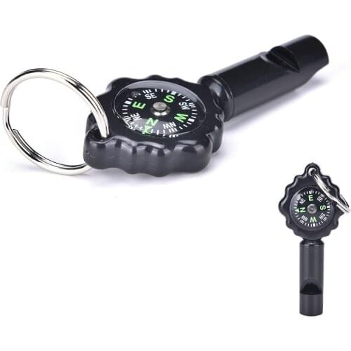 2 in 1 Outdoor Camping Hiking Emergency Whistle Compass Useful Tools Black color Wholesale 1Pcs High Quality