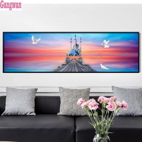 Diamond Church Embroidery Diamond Painting Cross Stitch Islam Muslim Holy Mosque Full Square Round Mosaic Rhinestone large decor