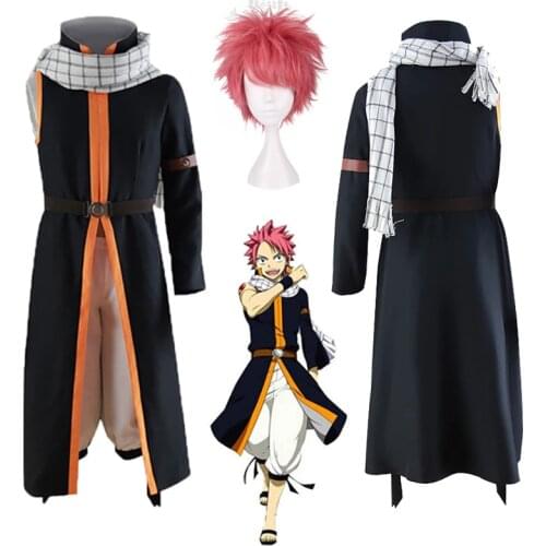 Anime Fairy Tail Cosplay Jacket Scarf Women Men Winter Black White Etherious Natsu Dragneel Long Scarf Costume Party Halloween