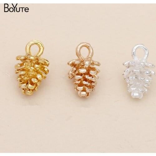 BoYuTe (100 Pieces/Lot) 12*7MM Metal Alloy Pine Cone Charms DIY Jewelry Accessories Hair Accessories Hand Made Materials