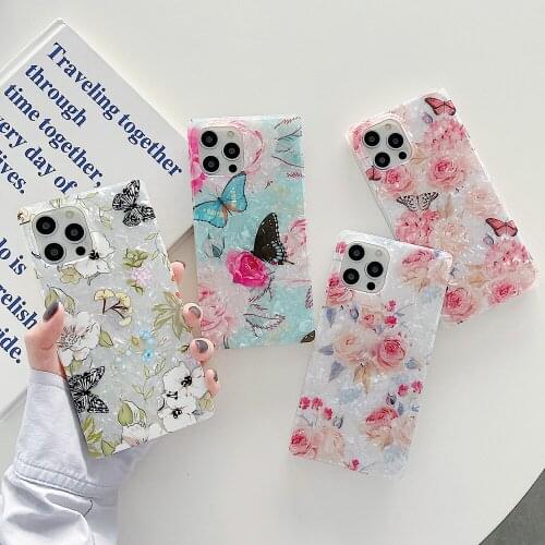 For iPhone 12 Pro Case Glitter Flowers Dream Shell Pattern Case For iPhone 12 11 Pro Max XR XS Max X 8 7 Plus Soft Silicon Cover