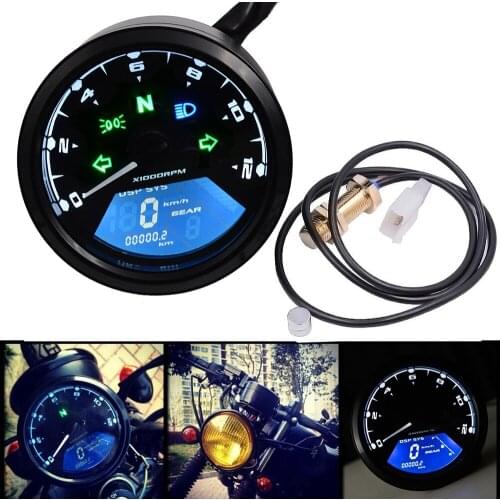 Motorcycle panel Digital Indicator Tachometer Speedometer Night dial Odometer 12V LED multi-function with Warning Function