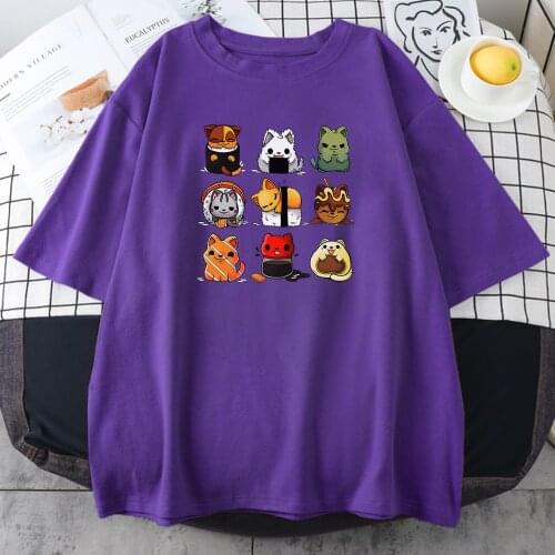 Little Adorable Cat Dog Animal Sushi Print Women T shirts Summer Clothes Fashion Style T-shirts Breathable Casual Female Tshirt