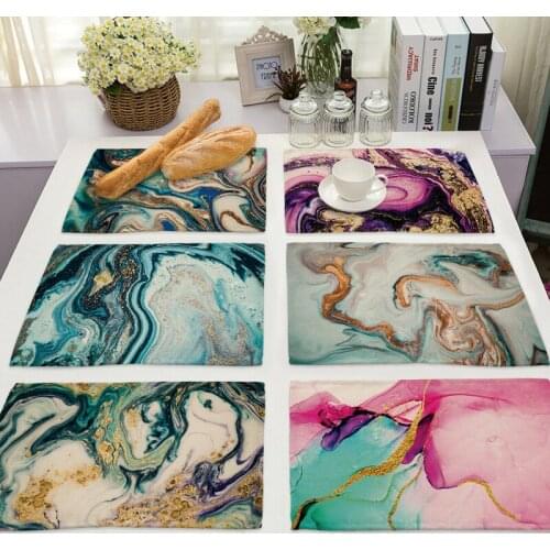 Cotton and Linen Cloth Art Insulation Western Placemat Marble Pattern Series Printing Factory Placemat