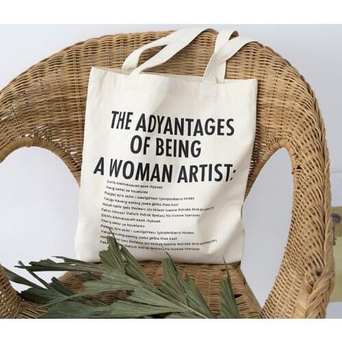 Canvas Shoulder Bag Woman Artist Letters Cotton Cloth Handbag Foldable Shopping Tote Simple Women Eco Environmental Shopper Bag