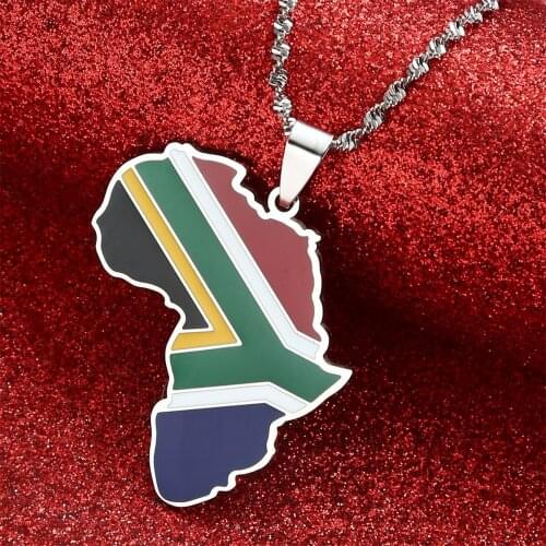 Africa Map & South Africa Map Pendant Necklaces Gold Color Jewelry Map South Africans Map Gift