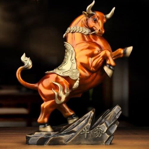 2021 Good luck home OFFICE BAR CLUB Business Stock market finance Mascot bring wealth money LUCK bronze Fortune COW BULL statue
