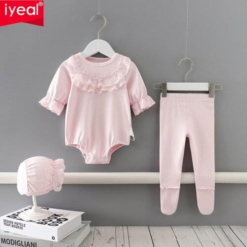 Newborn Baby Girl Clothes Princess Infant Cotton Long Sleeve Bodysuits+Tights +Hat Infant Clothing 3Pcs Toddler Outfits Set