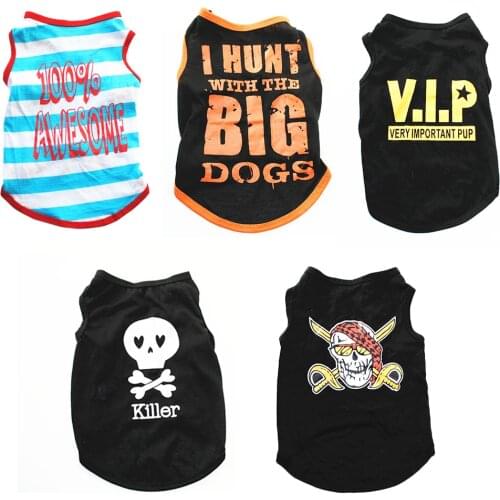 Summer Pet Dog Cooling Clothes for Small Dogs Chihuahua Print Vest for Yorkies Cat Cotton Tshirt Dog Accessories Apparel XS-L