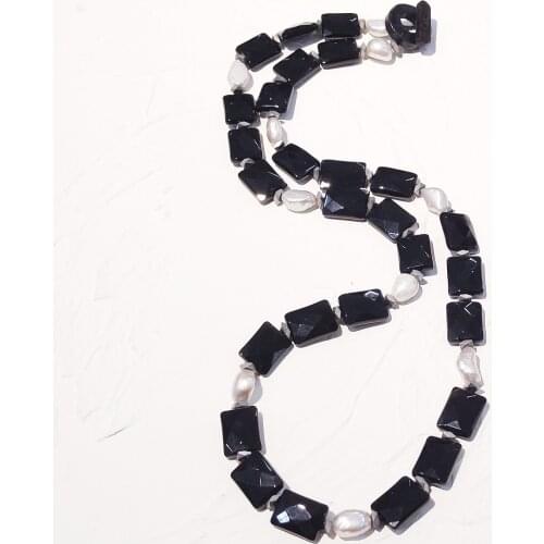 Lii Ji Real Pearl Gray Baroque Pearl Onyx Hematite Necklace Simple Black Gray Necklace 60cm Women Jewelry Gift