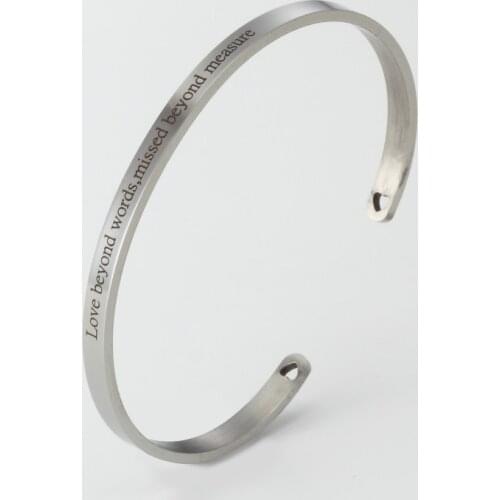 Love beyond words,missed beyond measure Bracelet Cuff,Message Bangle for Memory Jewelry Gifts