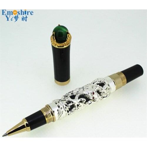 Fashion Top Brand Ballpoint Pen Classic Design Luxury Silver Roller Ball Pens for Office School Writing Stationery Supplies JH03