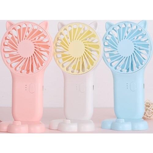 Cartoon Cute Hand held fan USB Rechargeable Portable Fan Mobile Phone Bracket Portable Desk Fans Cooling Outdoor Travel Fans