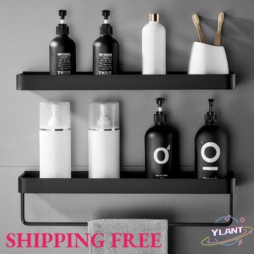 SWT Wall Shelves Shelf Aluminum Black Bathroom Corner Shelf Wall Mounted Black Aluminum Kitchen Storage Holder Bathroom Shelf