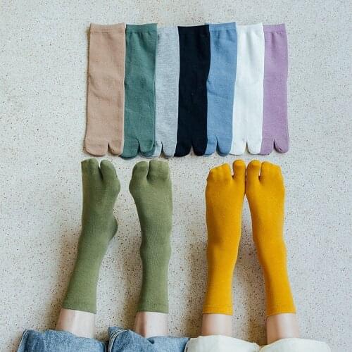 Unisex Long Tube Tabi Socks With Separate Toes For Men And Women Cotton Japanese Pig Trotters Split Two Toe Socks Four Seasons