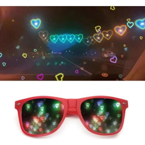 Special Effect Heart Glasses Shaped Magic Light Eyeglasses Watch The Light Change Diffraction Eyewear At Night Light Sunglass