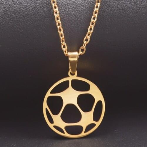 Gold Ball Pendant Necklace For Women Men Accessories Football Basketball Charm Necklace Stainless Steel Jewelry Fashion Chokers