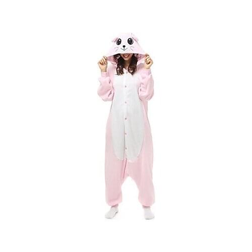 Adult Pink Mouse Onesie Polar Fleece Pajamas Cartoon Sleepwear Animal Halloween Cosplay Costume Unisex