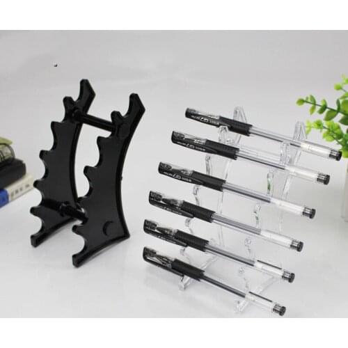 6 Slot Plastic Nail Art Brush Holder Black Pencils Pen Rack Stand for Office Stationary Desk Organizer Storage Makeup Brush Case