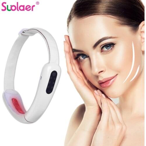 Chin V-Line Up Lift Belt Machine Red Blue LED Photon Therapy Facial Lifting Device Face Slimming Galvanic Massager V-Face Care