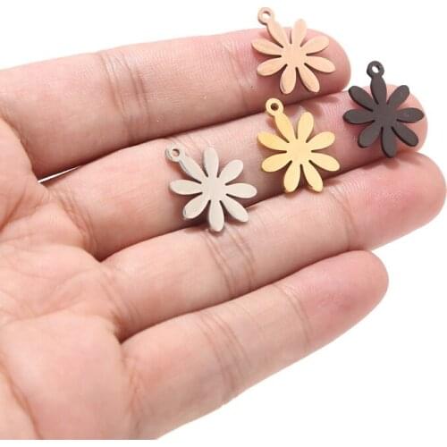 4 color Stainless Steel Handmade Charms Flower Leaves Charm Pendants for DIY Crafting Jewelry Findings Jewelry Making Accessory