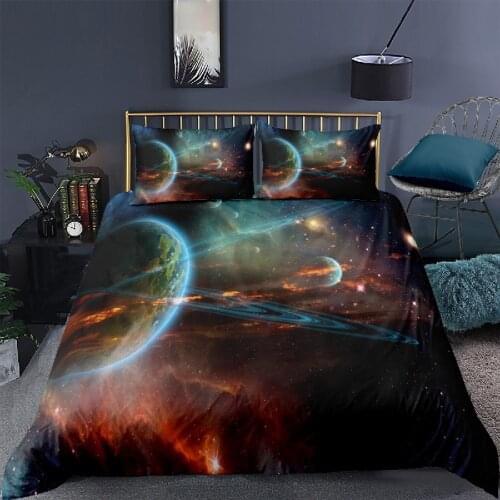 Luxury 3D Planet Print 2/3Pcs Kids Bedding Set Comfortable Duvet Cover Pillowcase Home Textile Queen and King EU/US/AU Size