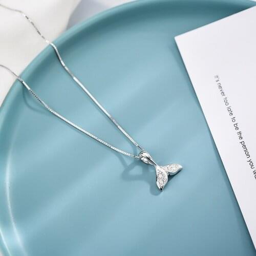 Mermaid Fishtail Pendant Necklace Women Fashion S925 Silvering Aesthetic Neck Chain Collarbone Choker Jewelry Charms Party Gift
