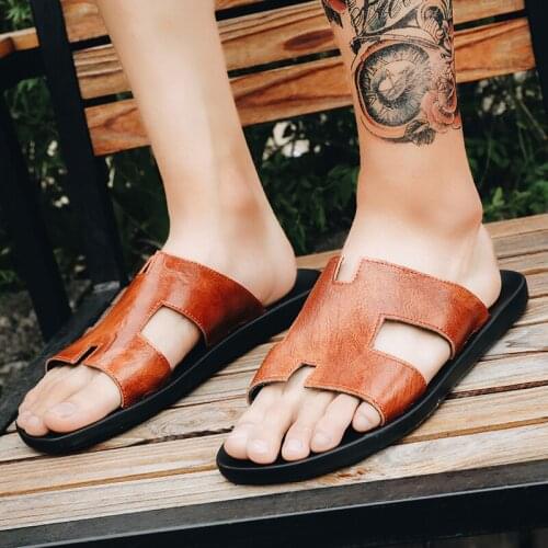 Sandals Men Leather Sandalias Cuero For Man Summer Shoes Men Beach Sandals Sandalen Heren Sandale Homme Sport Sandales Bain