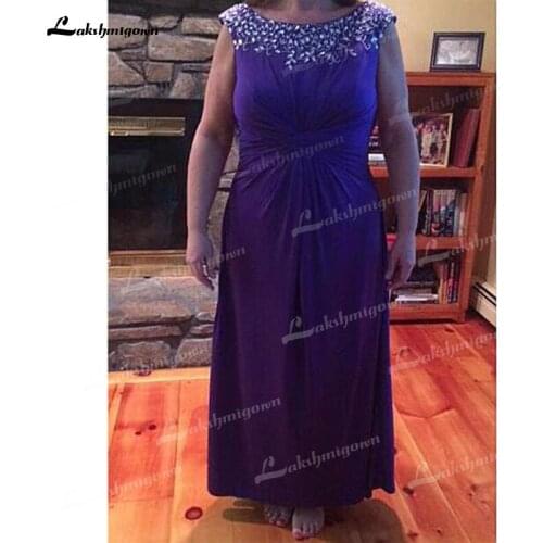 Distinguished Chiffon O Neckline Floor Length Mother Of The Bride Dresses With Beading Plus Size vestidos para madre de novia