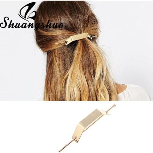 Shuangshuo Trendy Alloy Hair Clips Geometric Horsetail Headwear Pierced Hair Clip Barrettes Ponytail Holder Hair Accessories