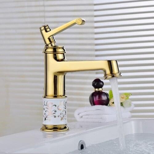 Basin Faucets Brass Retro Porcelain With Diamond Decorate Bathroom Basin Faucet Bathroom Cold Hot Water Crane Sink Mixer Taps