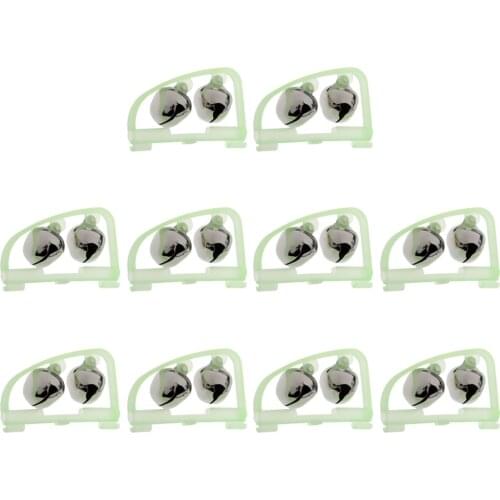 10Pcs Luminous Sea Fishing Feeder Fishing Bell Twin Rod Tip Fish Bell Alarm