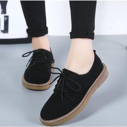 Womens Shoes Genuine Leather Oxford Mother Girls Lace Up Fashion Casual Shoes Women Sneakers Flats Moccasins Shoes Flat Shoes
