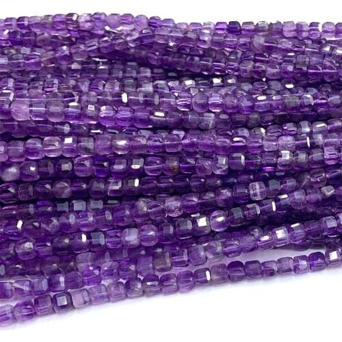 Veemake Amethyst Natural Stones Charms Gemstones DIY Necklace Bracelets Earrings Edge Cube Faceted Beads For Jewelry Making07175
